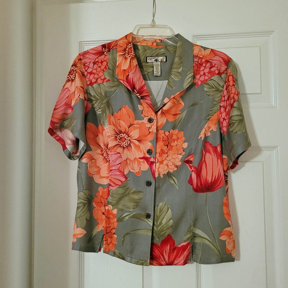 Caribbean Joe, Size Large, Green, Pink, Orange